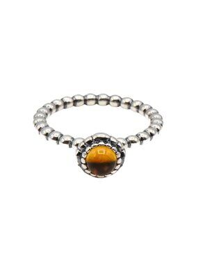 Pandora November Birthday Bloom Ring Citrine Sterling Silver Stackable Size 7